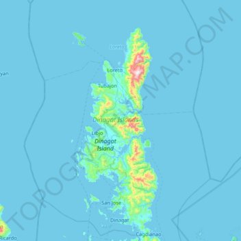 Dinagat Island topographic map, elevation, terrain