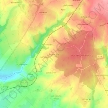 Bout-de-Bois topographic map, elevation, terrain