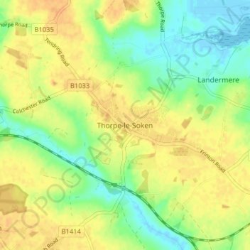 Thorpe-le-Soken topographic map, elevation, terrain