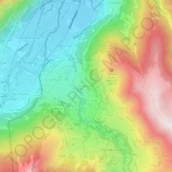 Estensan topographic map, elevation, terrain