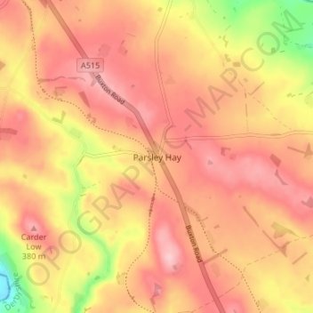 Parsley Hay topographic map, elevation, terrain