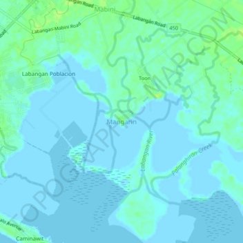Mangarin topographic map, elevation, terrain