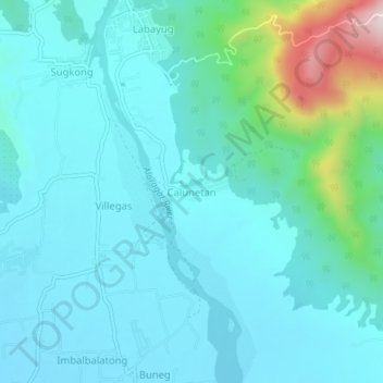 Calunetan topographic map, elevation, terrain