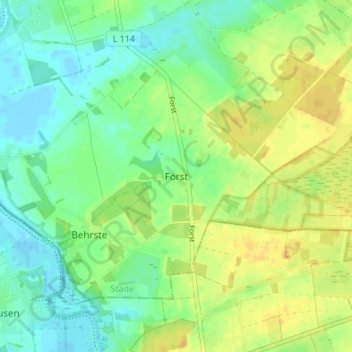 Forst topographic map, elevation, terrain