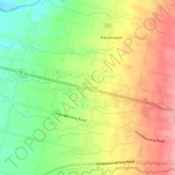 Balindog topographic map, elevation, terrain