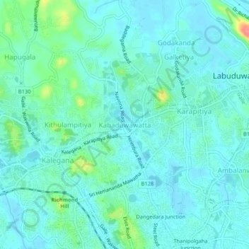 Kahaduwawatta topographic map, elevation, terrain