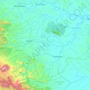 Pamenang topographic map, elevation, terrain