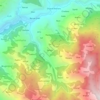Kangla topographic map, elevation, terrain