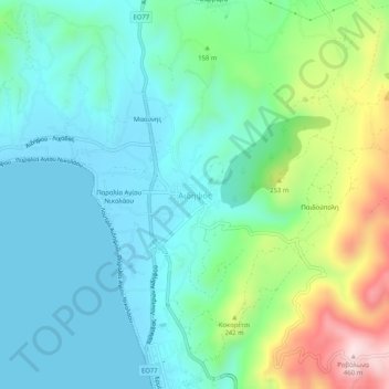 Aidipsos topographic map, elevation, terrain