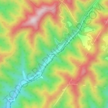 Kopperston topographic map, elevation, terrain