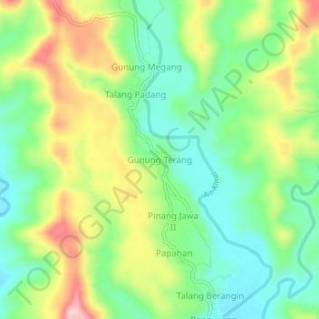 Gunung Terang topographic map, elevation, terrain