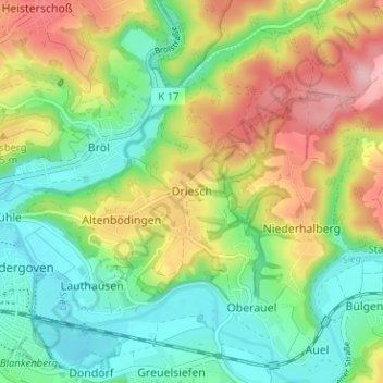 Driesch topographic map, elevation, terrain