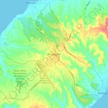 Antimachia topographic map, elevation, terrain