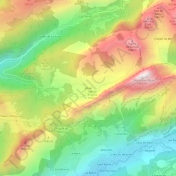 Ubine topographic map, elevation, terrain