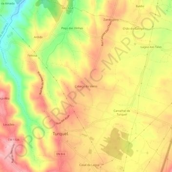 Cabeço do Vento topographic map, elevation, terrain