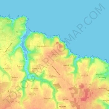 Kerzo topographic map, elevation, terrain