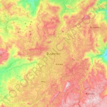 Butembo topographic map, elevation, terrain
