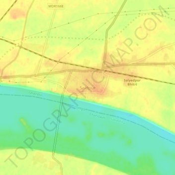 Saidpur topographic map, elevation, terrain
