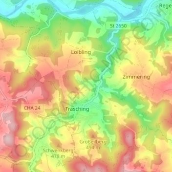 Zinzenthal topographic map, elevation, terrain