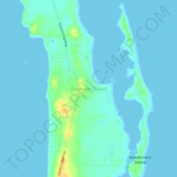 Savannah Sound topographic map, elevation, terrain