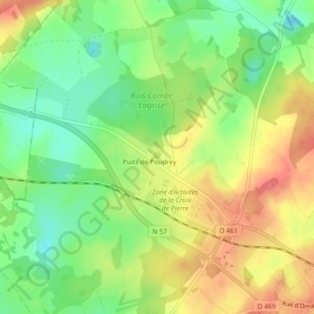 Gouffre de Poudrey topographic map, elevation, terrain