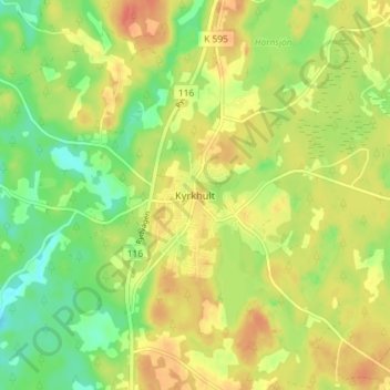 Kyrkhult topographic map, elevation, terrain