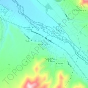 Algarrobito topographic map, elevation, terrain