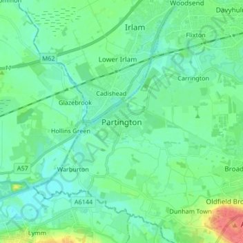 Partington topographic map, elevation, terrain