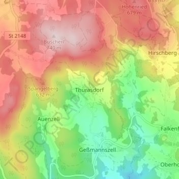Thurasdorf topographic map, elevation, terrain
