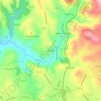 Raimonda topographic map, elevation, terrain