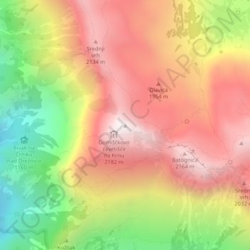 Krn topographic map, elevation, terrain
