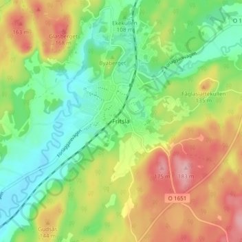 Fritsla topographic map, elevation, terrain