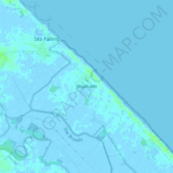 Waxham topographic map, elevation, terrain