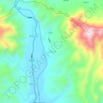 Xiaoping'ancun topographic map, elevation, terrain
