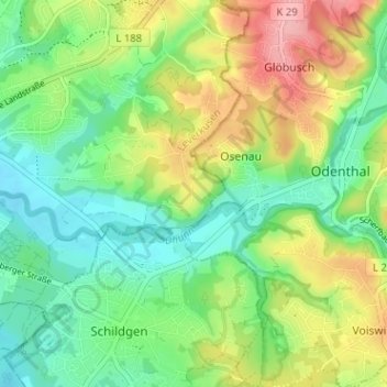 Uppersberg topographic map, elevation, terrain