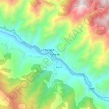 Ramban topographic map, elevation, terrain
