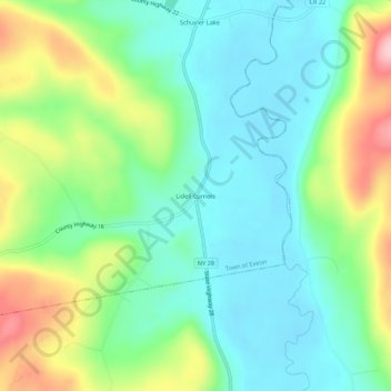 Lidell Corners topographic map, elevation, terrain