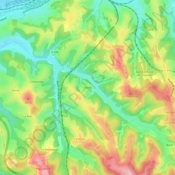 Champ topographic map, elevation, terrain