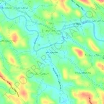 Vilangupara topographic map, elevation, terrain