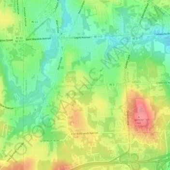 Crompton topographic map, elevation, terrain