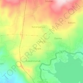 Parung topographic map, elevation, terrain