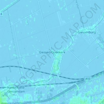Giessen-Oudekerk topographic map, elevation, terrain