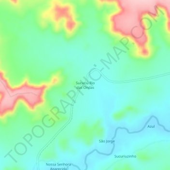 Sucuriú Rio das Ondas topographic map, elevation, terrain