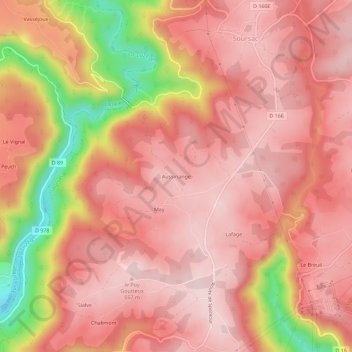 Aussinange topographic map, elevation, terrain