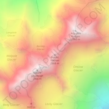 Mount Nathan topographic map, elevation, terrain