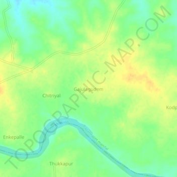 Gajulagudem topographic map, elevation, terrain