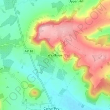 Westhope topographic map, elevation, terrain
