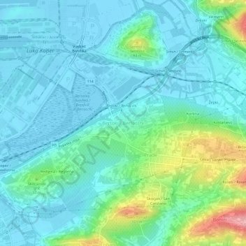 Bertoki / Bertocchi topographic map, elevation, terrain