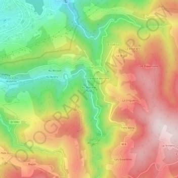 Au Martinet Neuf topographic map, elevation, terrain