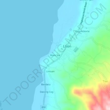 Moto Sur topographic map, elevation, terrain